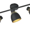 Takspot Med 3 Lampor-Reality Punch Spotlight 3-delad E14 matt svart/guld