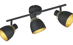 Takspot Med 3 Lampor-Reality Punch Spotlight 3-delad E14 matt svart/guld