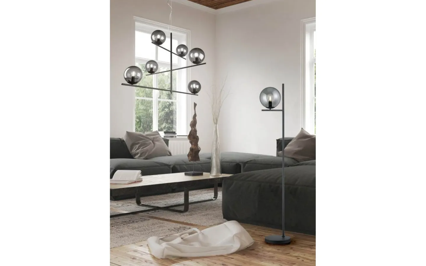 Golvlampor < Trio Lighting Pure Golvlampa E14 antracit