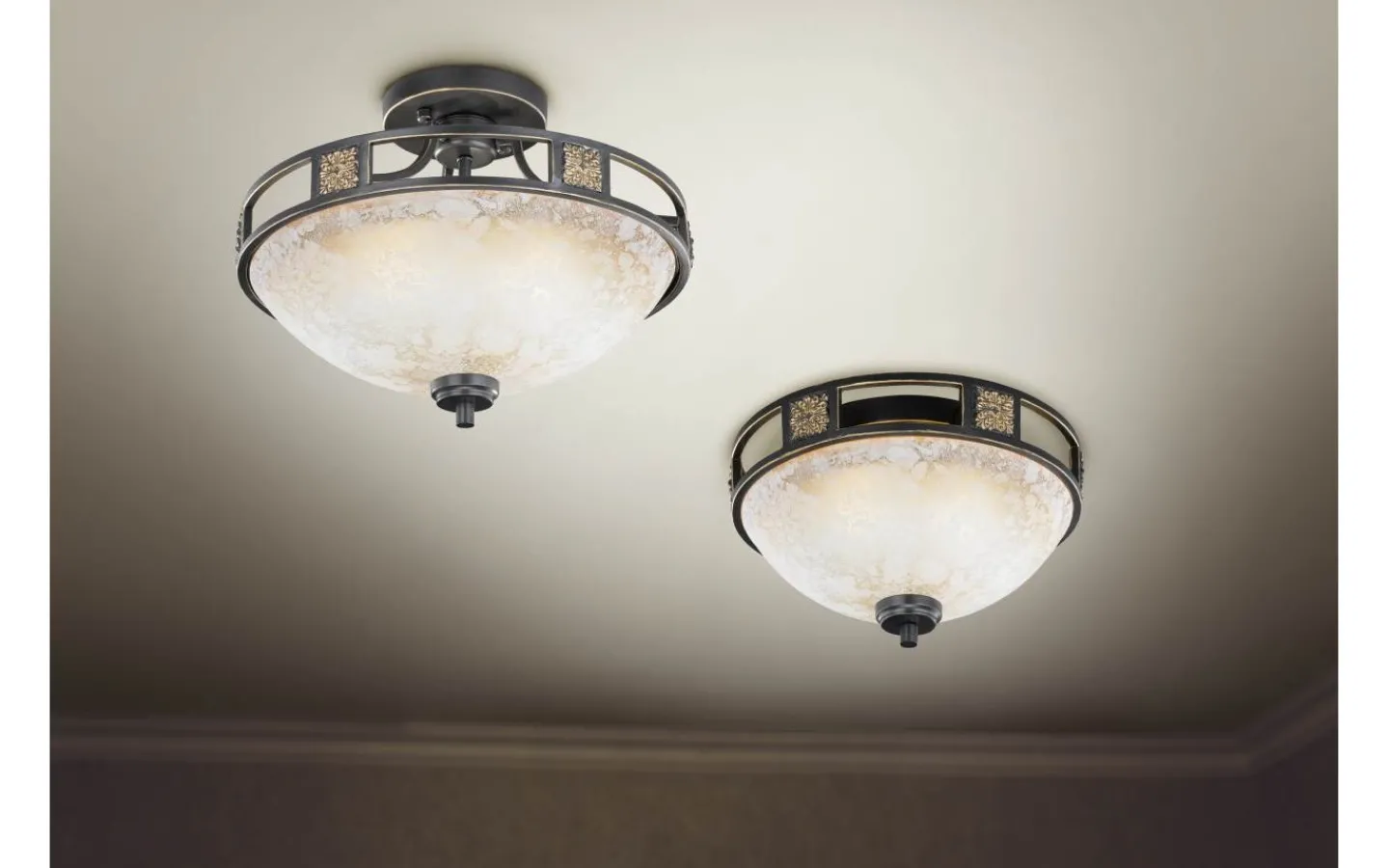 Plafonder-Trio Lighting Quinta Plafond 3xE27 rustik