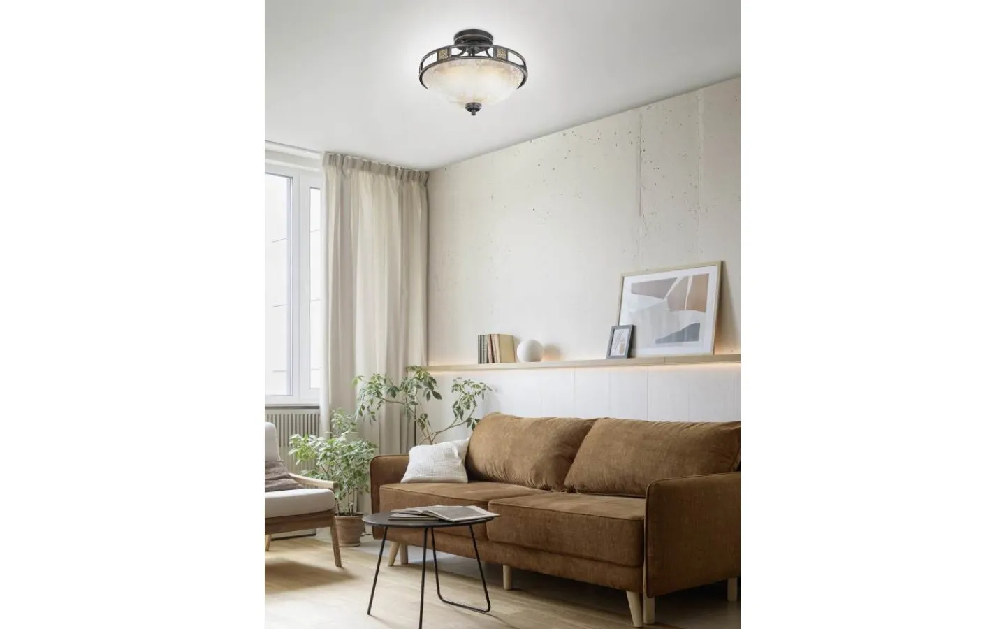 Plafonder-Trio Lighting Quinta Plafond 3xE27 rustik