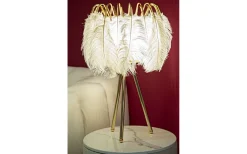 Bordslampor-Mauro Ferretti Quinto Bordslampa Fjäderställ 60cm Vit/Guld