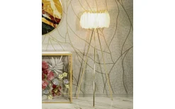 Golvlampor < Mauro Ferretti Quinto Golvlampa Fjäderställ 147cm Vit/Guld