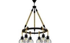 Stora Taklampor Ø70-150 Cm-Eglo Rampside Taklampa 76cm 6L Svart/Brun