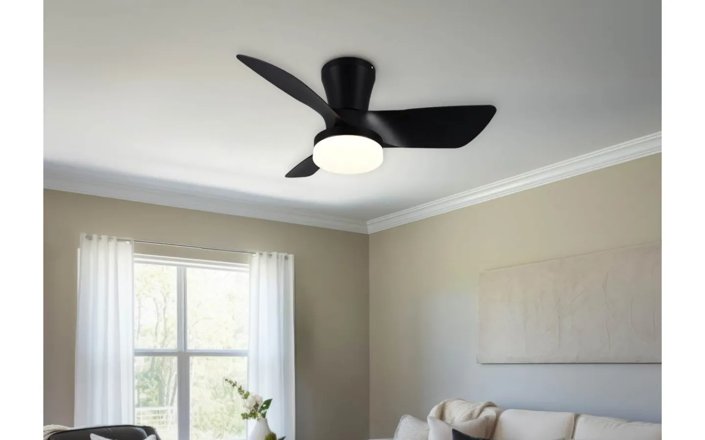 Takfläktar < Reality Randers Takfläkt 76cm LED mattsvart