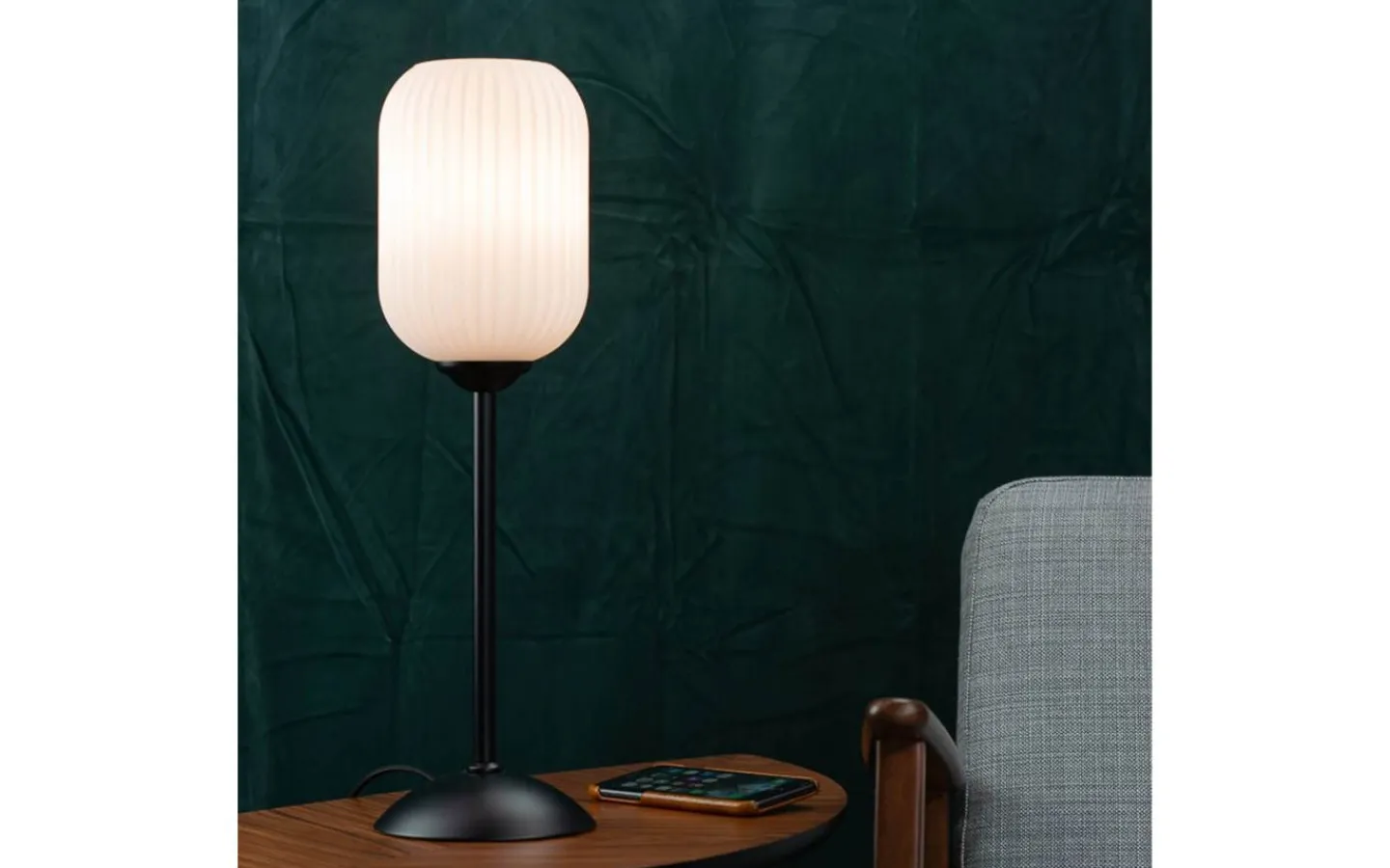 Bordslampor < Dyberg Larsen Riflet Bordslampa 52cm Opal/Svart