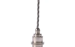 Fönsterlampor|Sladdställ Med Sockel < Texa Design Ringupphäng U18 Grå kabel, Nickel