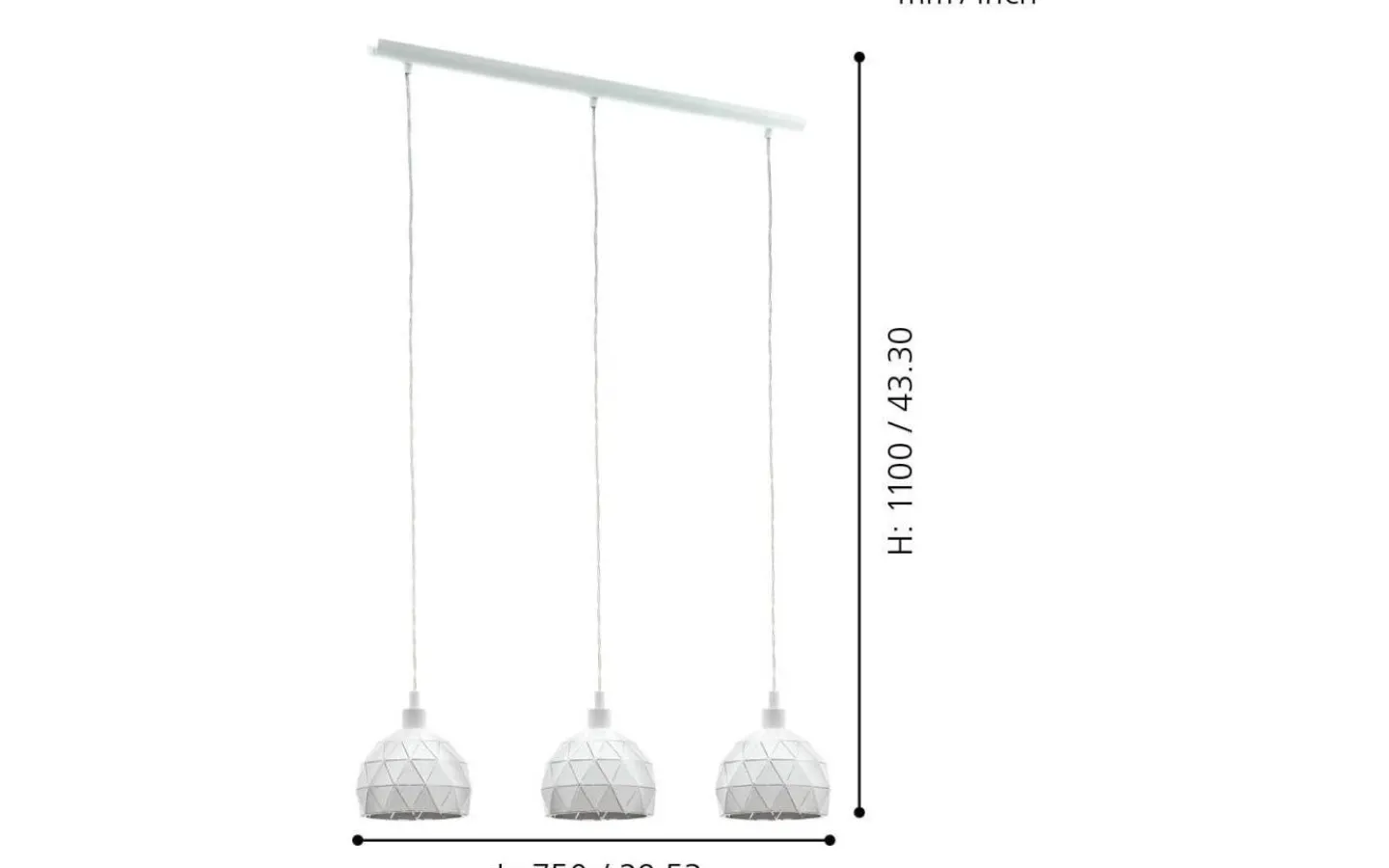 Avlånga Taklampor-Eglo Roccaforte Taklampa 75cm Vit