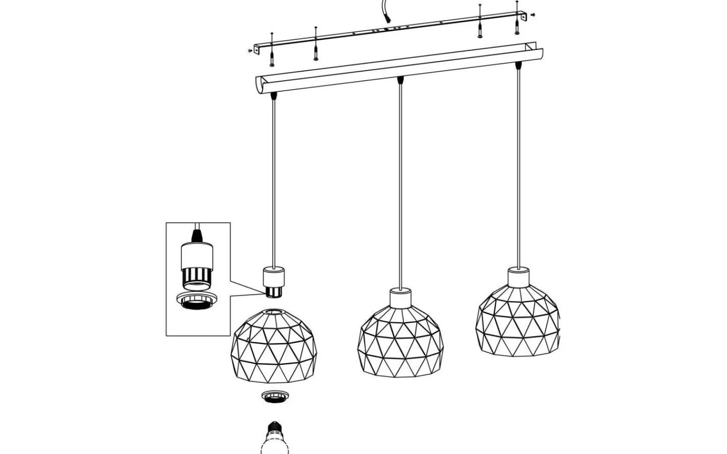 Avlånga Taklampor-Eglo Roccaforte Taklampa 75cm Vit