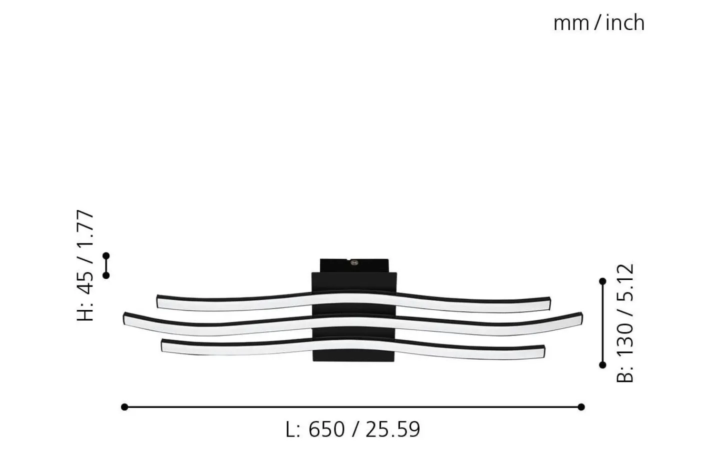 Plafonder-Eglo Roncade Plafond 65cm LED 3000K 26W Svart