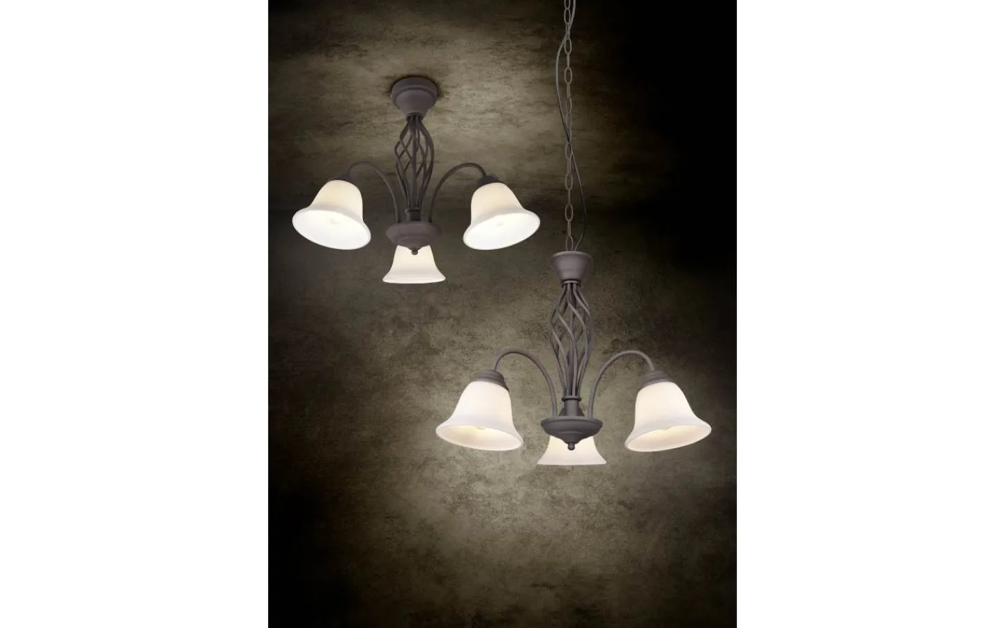 Stora Taklampor Ø50-69 Cm < Trio Lighting Rustica Takkrona 55cm 3-delad E27 rustik