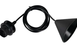 Takupphäng|Sladdställ Med Sockel-Trio Lighting Sala E27-upphängningssats 2m svart med plastlina