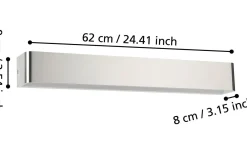 Badrumslampor Vägg < Eglo Sania 5 Vägglampa 62cm Upp/Nedljus LED 3000K 26,5W Nickel IP44