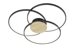 Plafonder-Trio Lighting Sedona Plafond LED matt svart/trä