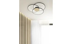 Plafonder-Trio Lighting Sedona Plafond LED matt svart/trä
