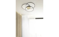 Plafonder-Trio Lighting Sedona Plafond LED matt svart/trä