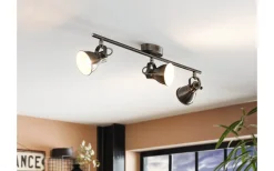 Avlånga Takspotlights|Takspot Med 3 Lampor-Eglo Seras Takspotlight 60cm GU10 LED 3000K 3x3W Antik Nickel