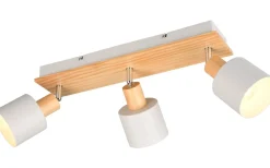 Avlånga Takspotlights|Takspot Med 3 Lampor < Trio Lighting Shanti Spotlight 3-delad E14 varmgrå/trä