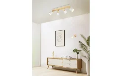 Avlånga Takspotlights|Takspot Med Minst 4 Lampor-Trio Lighting Shanti Spotlight 4-delad E14 varmgrå/trä