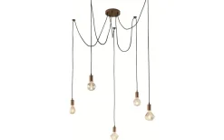 Stora Taklampor Ø70-150 Cm-Trio Lighting Sladdpendel 5-delat E27 antikkoppar