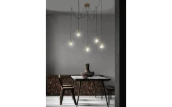 Stora Taklampor Ø70-150 Cm-Trio Lighting Sladdpendel 5-delat E27 antikkoppar