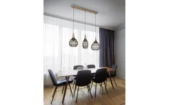 Avlånga Taklampor-Trio Lighting Soraya Takpendel 3-os E27 mattsvart/antikmässing