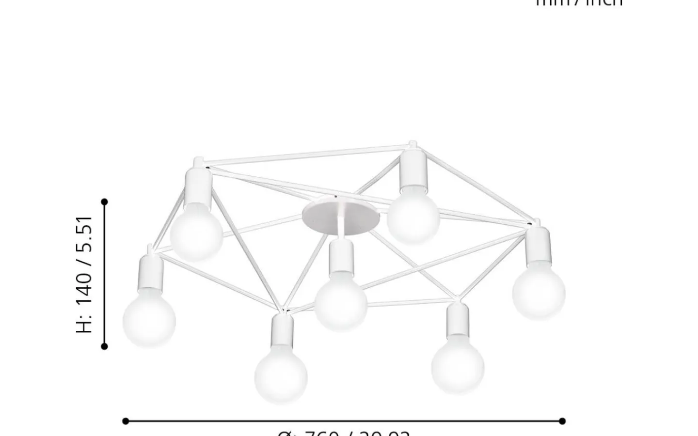 Plafonder-Eglo Staiti Plafond 76cm Vit