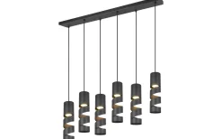 Avlånga Taklampor-Trio Lighting Stream Takpendel 6-delad GU10 mattsvart