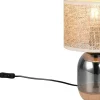 Bordslampor-Trio Lighting Tara Bordslampa 33cm E27 beige/förkromad