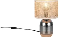 Bordslampor-Trio Lighting Tara Bordslampa 33cm E27 beige/förkromad
