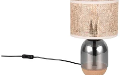 Bordslampor-Trio Lighting Tara Bordslampa 33cm E27 beige/förkromad