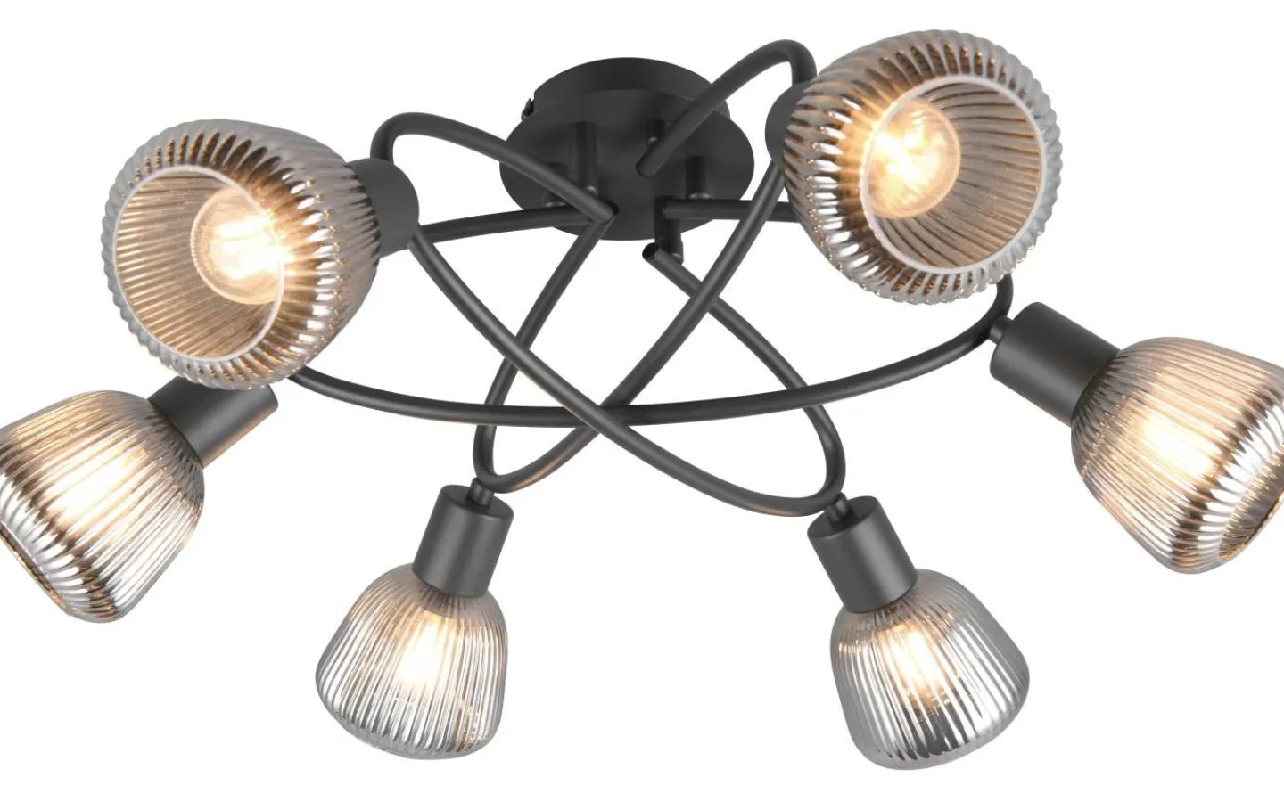 Plafonder < Trio Lighting Tarifa Plafond 6-delad E14 mattsvart/förkromad