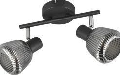 Takspot Med 2 Lampor-Trio Lighting Tarifa Spotlight 2-delad E14 mattsvart/förkromad