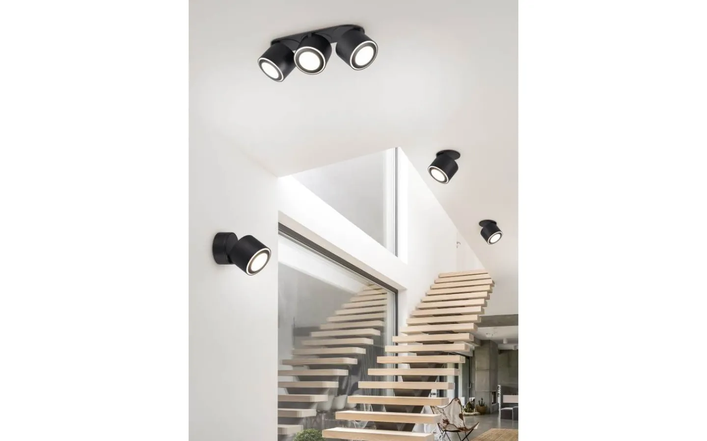 Takspot Med 3 Lampor < Trio Lighting Taurus Spotlight LED 3-delad mattsvart