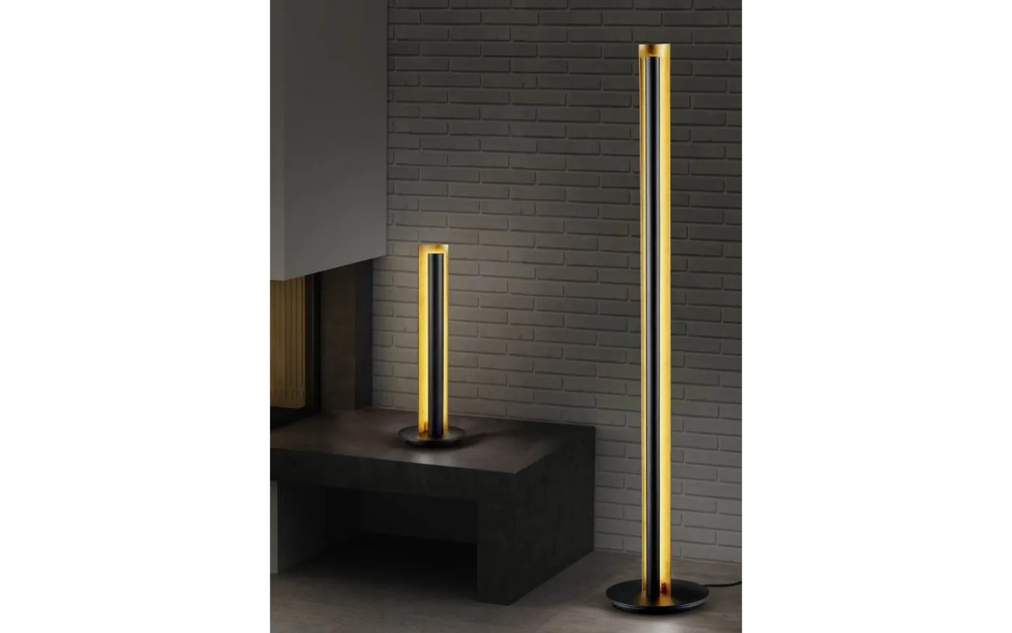 Golvlampor-Trio Lighting Texel Golvlampa LED svart/guld