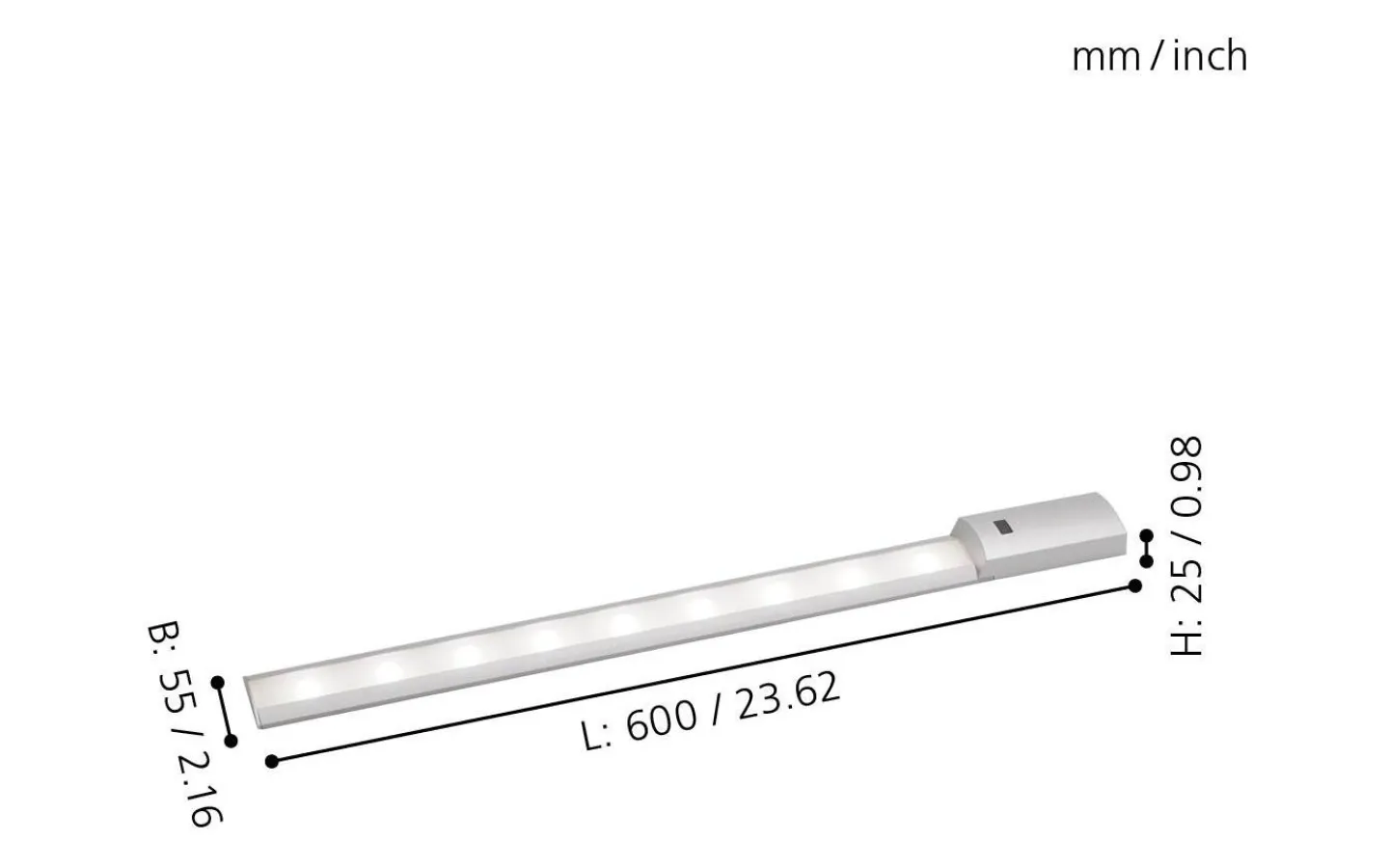Bänkbelysning-Eglo Teya Bänkbelysning 60cm med Rörelsesensor LED 4000K 10W Silver