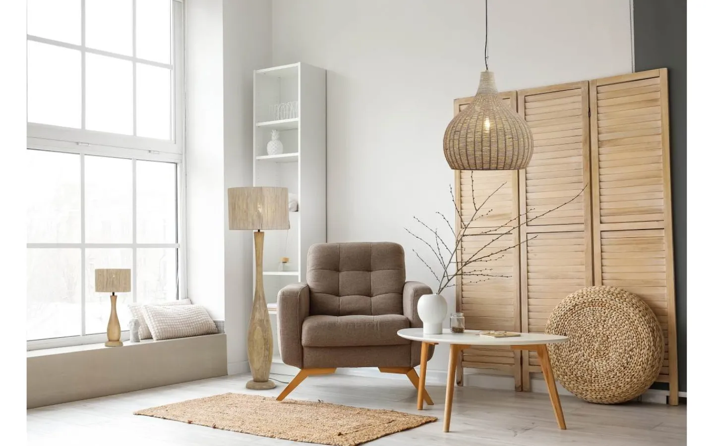 Bordslampor-Trio Lighting Toba Bordslampa E27 trä/beige