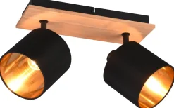 Takspot Med 2 Lampor < Reality Tommy Spotlight 2-delad E14 trä/matt svart