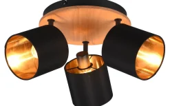 Runda Takspotlights|Takspot Med 3 Lampor-Reality Tommy Spotlight 3-delad E14 trä/matt svart