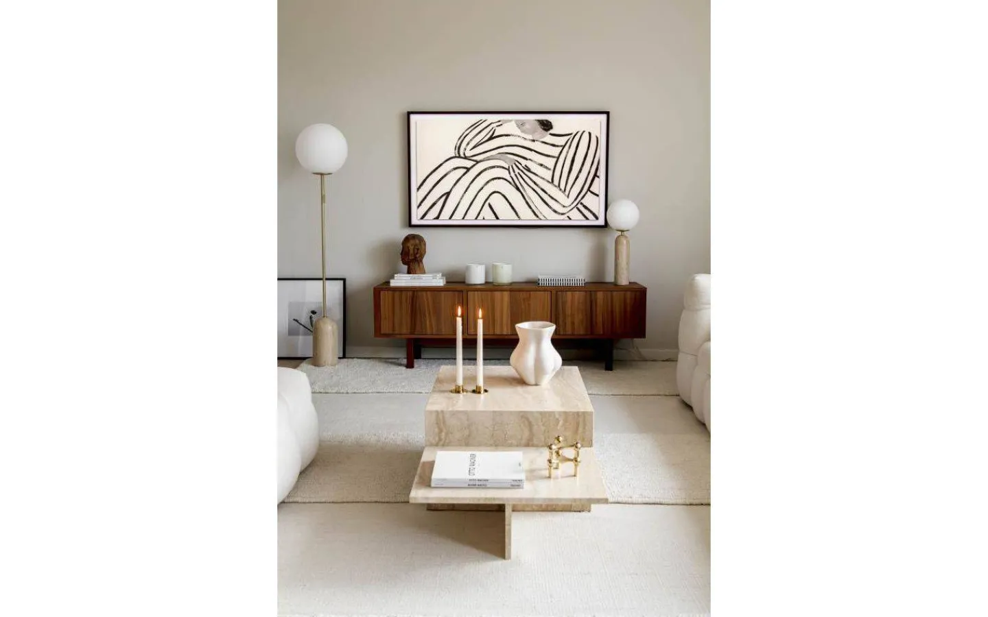Golvlampor-Globen Lighting Torrano Golvlampa 145cm Travertin