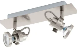 Avlånga Takspotlights|Takspot Med 2 Lampor < Eglo Tukon Takspotlight 28cm GU10 LED 3000K 2x3W Nickel