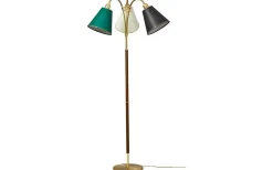 Klassiska Golvlampor|Golvfötter < ArmaturHantverk Tullgarn Golvfot 148cm 3L Mässing/Valnöt