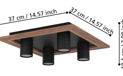 Plafonder-Eglo Valcasotto Plafond 37cm Svart/Natur