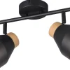 Takspot Med 2 Lampor-Reality Valentin Spotlight 2-delad E14 matt svart/guld/trä