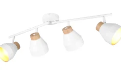 Avlånga Takspotlights|Takspot Med Minst 4 Lampor-Reality Valentin Spotlight 4-delad E14 matt vit/guld/trä