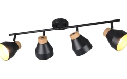 Avlånga Takspotlights|Takspot Med Minst 4 Lampor < Reality Valentin Spotlight 4-delad E14 matt svart/guld/trä
