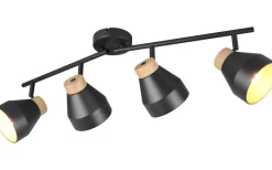 Avlånga Takspotlights|Takspot Med Minst 4 Lampor < Reality Valentin Spotlight 4-delad E14 matt svart/guld/trä