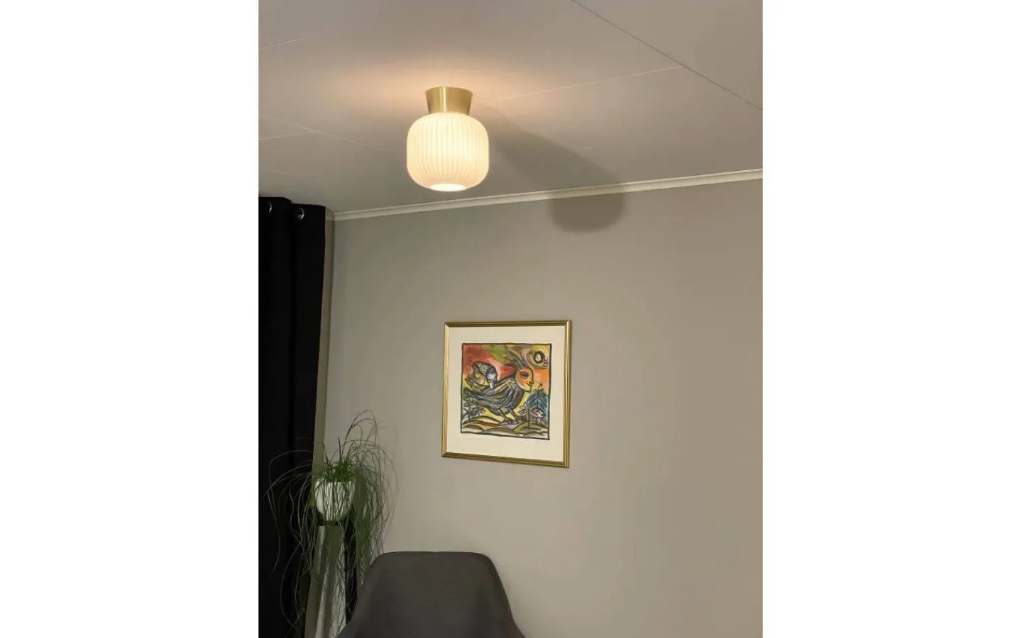 Plafonder-Aneta Vanja Plafond 20cm Vit/Matt Mässing