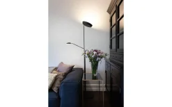 Golvläslampor-Halo Design Vegas Golvlampa 180cm LED 3000K 20W+5W Dimbar Svart/Krom
