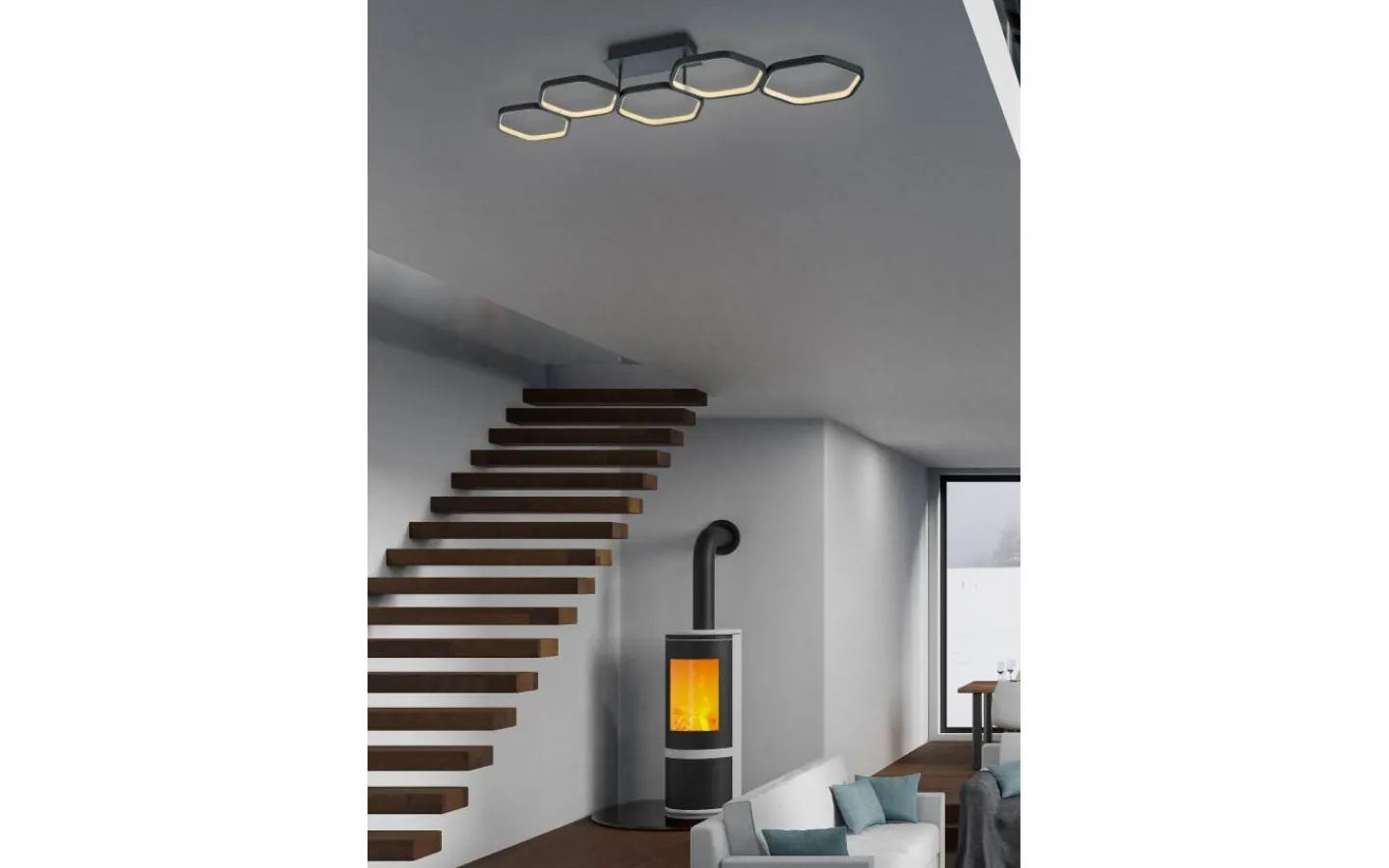 Plafonder < Reality Vigo Plafond LED 5-delad mattsvart